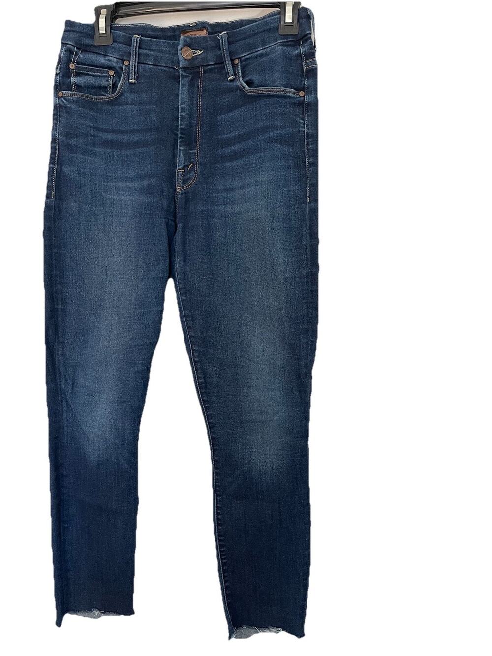 MOTHER High‎ Waisted Looker Ankle Fray Jeans Dark Wash Size 27 Designer Denim